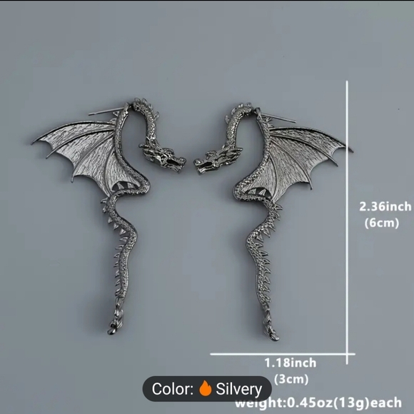 Dragon Design Stud Earrings - Picture 4 of 4